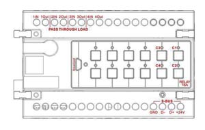 Smart-Bus Relay 4ch 20Amp /ch, DIN-Rail Mount (G4) - SB-RLY4c20A-DN - GTIN (UPC-EAN): 0610696253897 Connection Port