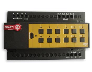 Smart-Bus Dimmer 4ch 3Amp /ch, DIN-Rail Mount (G4) - SB-DIM4c3A-DN - GTIN (UPC-EAN): 0610696253873